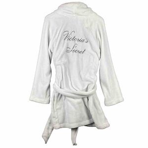 Victoria's Secret Plush‎ Bath Robe White Size ML Medium Large Plush Mid Length